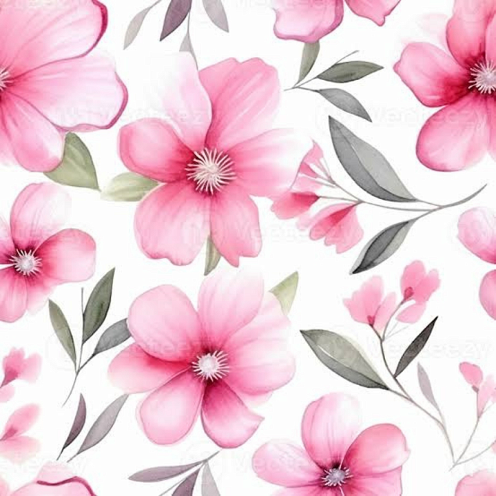 Pink Flower with Watercolor Floral Pattern seamless PBR texture preview