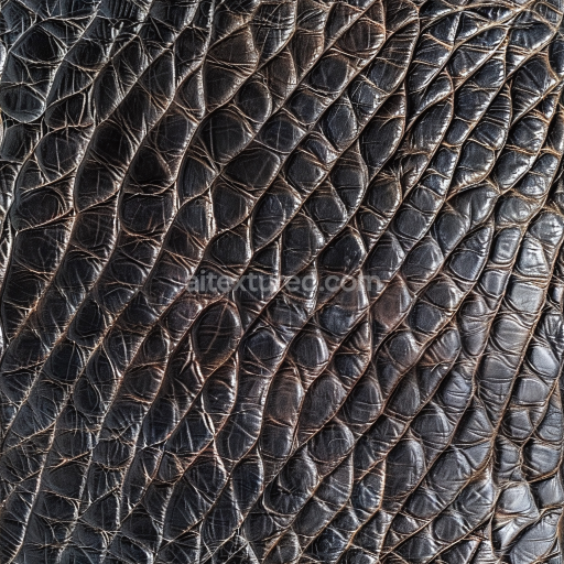 Seamless 3D PBR Texture of Glossy Brown Crocodile Leather with Deep Grain and Wrinkles
