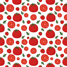 Seamless 3D Pattern PBR Texture Featuring Red Tomatoes and Green Leaves with Balanced Tiled Rhythm texture preview