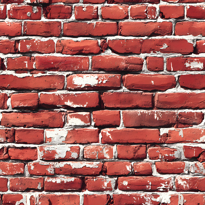 Cracked Red Brick Wall with Worn Paint and Rough Detail seamless PBR texture preview