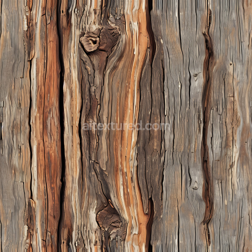 Seamless 3D Weathered Rustic Wood Planks PBR Texture with Knots and Cracks