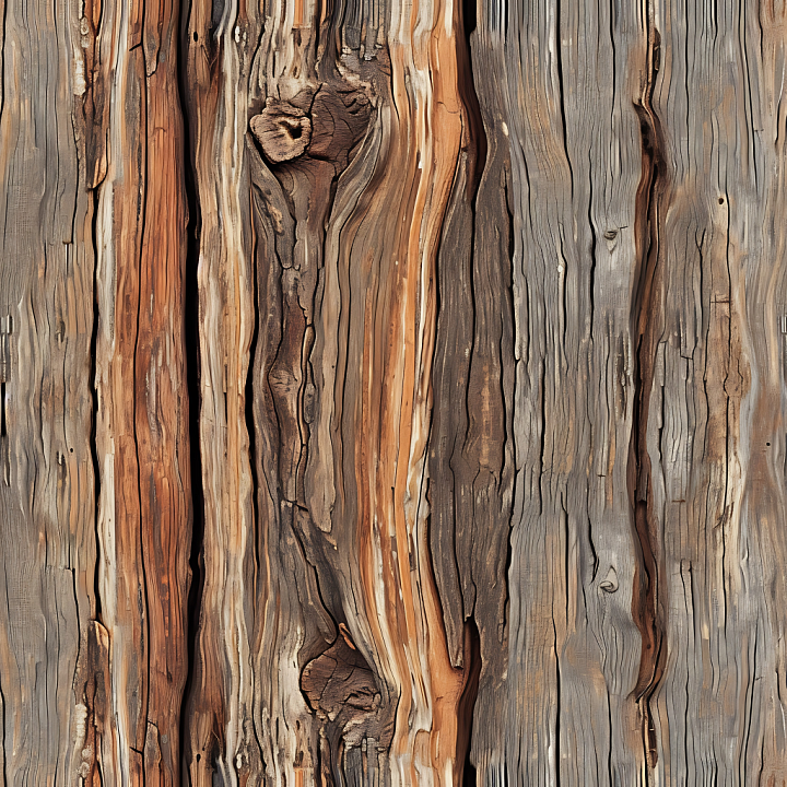 Weathered Rustic Wood Planks with Knots and Cracks seamless PBR texture preview