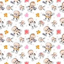 Pattern Bundle - Seamless 3D Pattern PBR Texture with Retro Cartoon Characters and Playful Floral Motifs texture preview