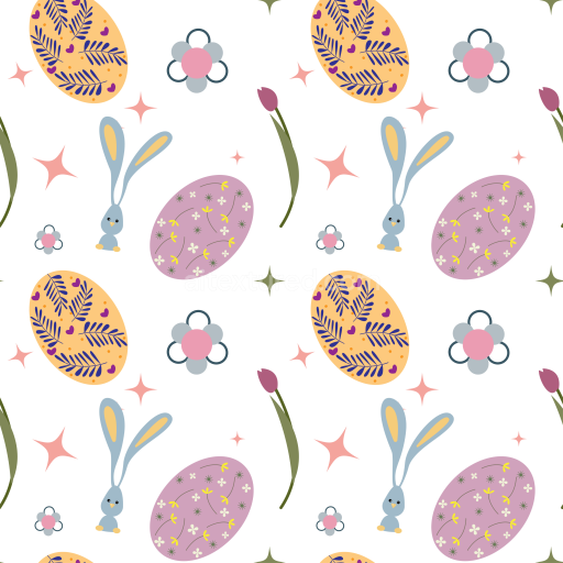 Seamless 3D PBR Easter Egg and Bunny Pattern Digital Paper Texture