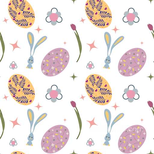 with Easter Bunny, Floral Eggs and Pastel Colors seamless All Christmas Digital paper PBR texture