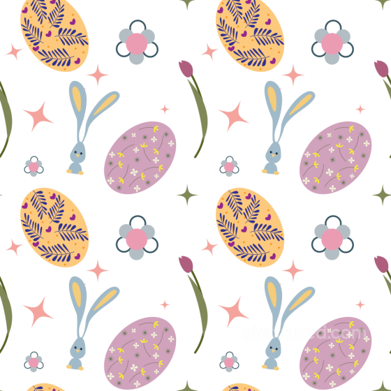 with Easter Bunny, Floral Eggs and Pastel Colors All Christmas Digital paper texture preview