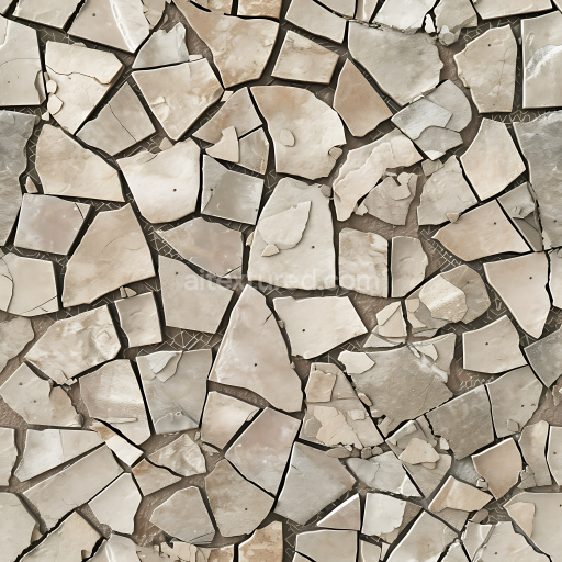 Seamless 3D Cracked Stone Slab PBR Texture in Neutral Beige Tones