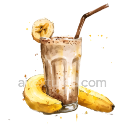 seamless Banana Almond Smoothie Breakfast Illustration with Glass and Fruit texture 8k free download PBR