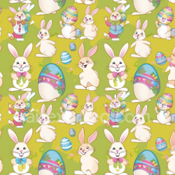 seamless Seamless 3D PBR Texture of Cute Easter Bunnies and Decorative Eggs on Green Background texture 8k free download PBR