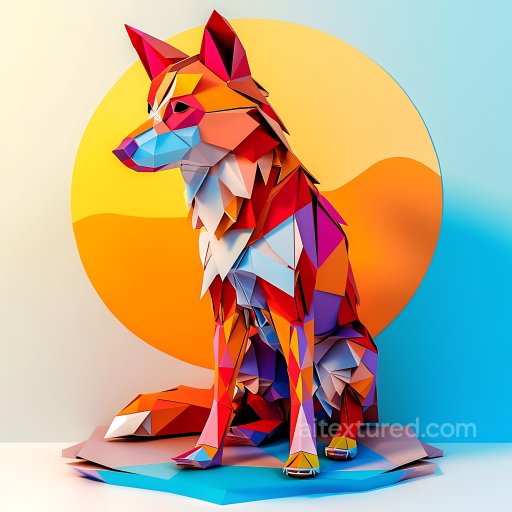 Seamless 3D PBR Texture Featuring Origami Dingo Animal Style in Vivid Colors texture preview
