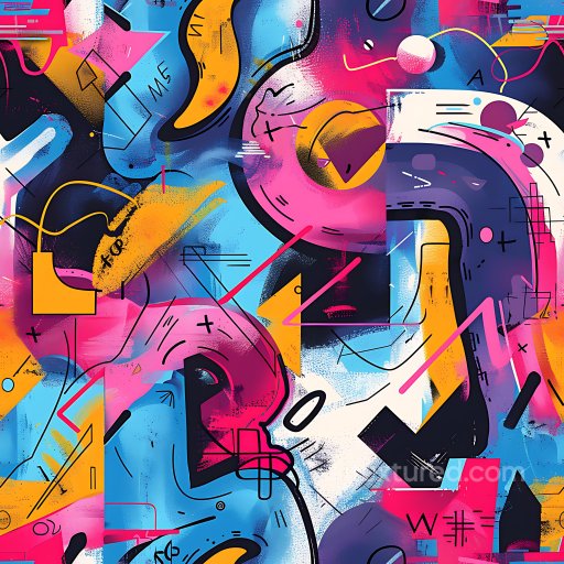 Seamless 3D PBR Graffiti Wall Texture Featuring Vibrant Neon Abstract Art texture preview