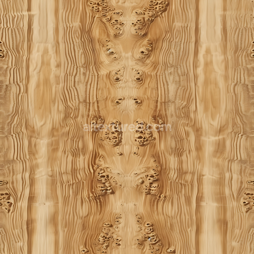 Preview — Seamless 3D Light Burr Wood PBR Texture Featuring Distinctive Knots and Grain Pattern
