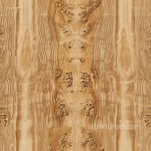 Light Burr Wood PBR Texture Featuring Distinctive Knots and Grain Pattern seamless Wood PBR texture