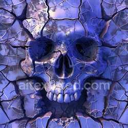 seamless Seamless 3D Cracked Skull Concrete PBR Texture with Jagged Fractures and Blue Hue texture 8k free download PBR