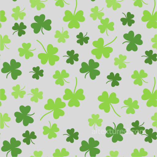 Shamrock Pattern Textile Fabric Texture in Greens seamless St patrick PBR texture