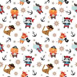 Pattern Bundle - Seamless 3D Pattern PBR Texture Featuring Cute Pirate Animal Characters and Nautical Moti… texture preview