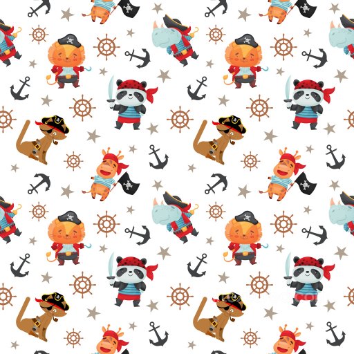 Pattern PBR Texture Featuring Cute Pirate Animal Characters and Nautical Motifs seamless Pattern Bundle PBR texture