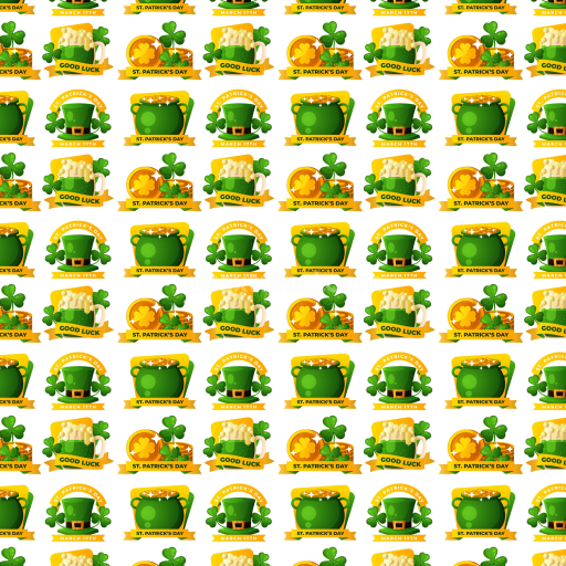 Seamless 3D PBR Texture with St Patrick Digital Paper Icons and Symbols