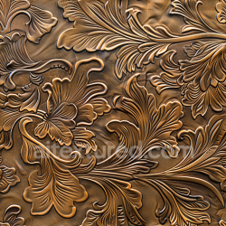 seamless Seamless 3D PBR Embossed Floral Pattern Brown Leather Texture with Detailed Grain texture 8k free download PBR