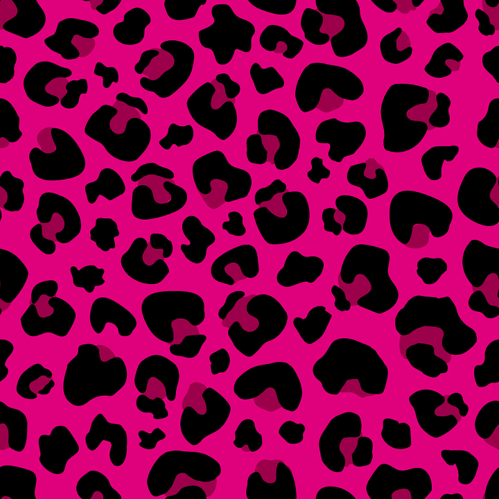 Fabric Featuring Vibrant Pink and Black Leopard Print Pattern seamless PBR texture preview