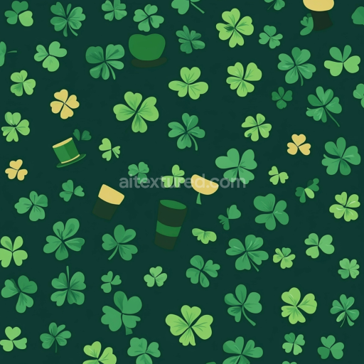 Seamless 3D PBR Shamrock and Leprechaun Hat Digital Paper Texture