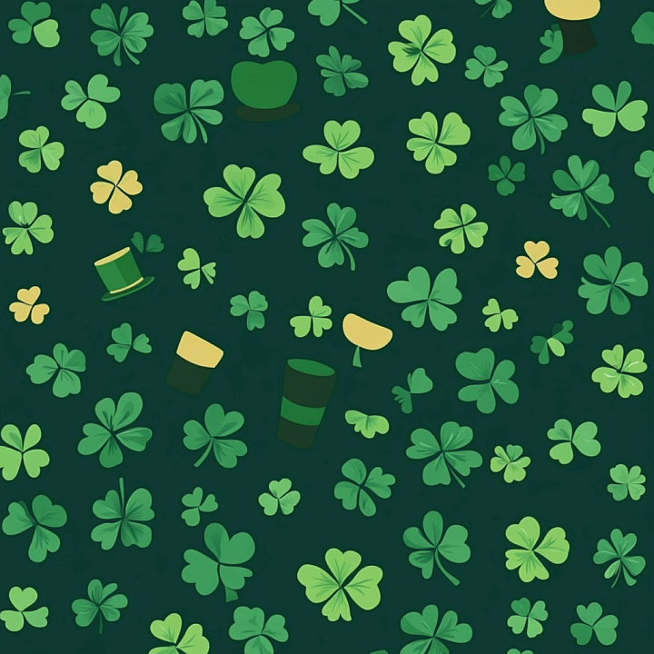 Shamrock and Leprechaun Hat Digital Paper seamless PBR texture preview