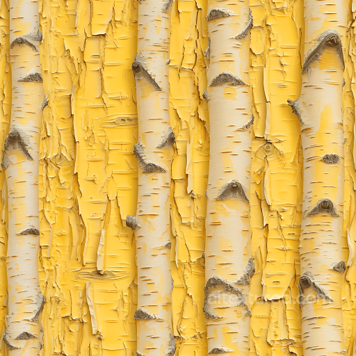 Birch Bark Wood PBR Texture Featuring Peeling Yellow Paint and Natural Knots seamless Wood PBR texture