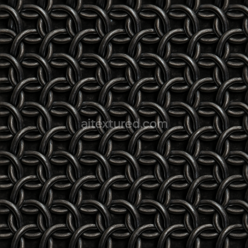 Seamless 3D Texture 8K PBR Chainmail With Blackened Steel And Interlinked Loops