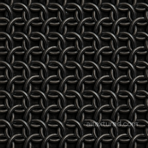 8K PBR Chainmail With Blackened Steel And Interlinked Loops seamless Chainmail PBR texture
