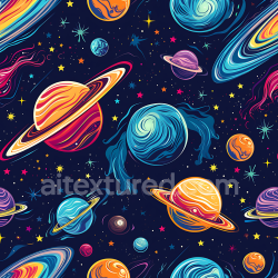 seamless Seamless 3D Space PBR Texture Featuring Stylized Colorful Planets and Starfield texture 8k free download PBR