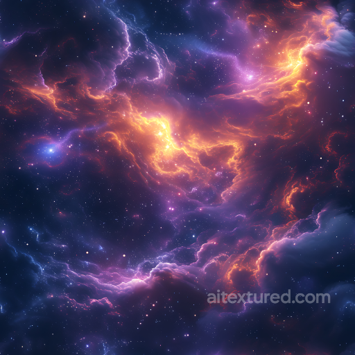 Space PBR Texture Featuring Vibrant Glowing Nebula and Starfield seamless Star, space, planets PBR texture