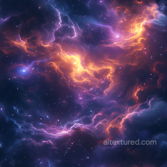 Space PBR Texture Featuring Vibrant Glowing Nebula and Starfield Star, space, planets texture preview