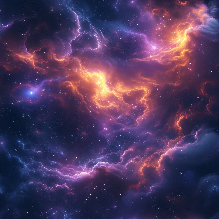 Space Featuring Vibrant Glowing Nebula Clouds and Starfield seamless PBR texture preview