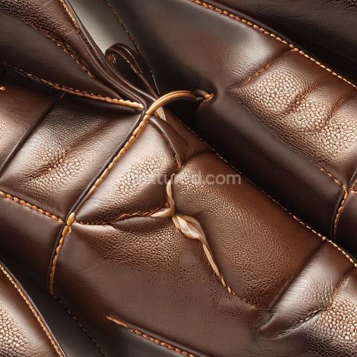 Seamless 3D Quilted Brown Leather Upholstery PBR Texture with Detailed Grain & Stitching