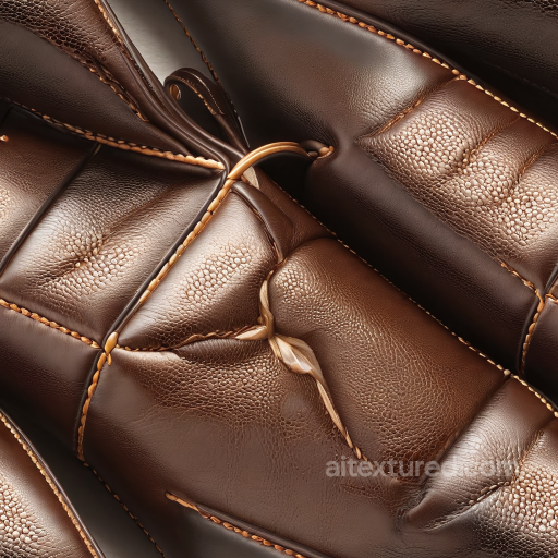 Quilted Brown Leather Upholstery PBR Texture with Detailed Grain & Stitching seamless Leather PBR texture
