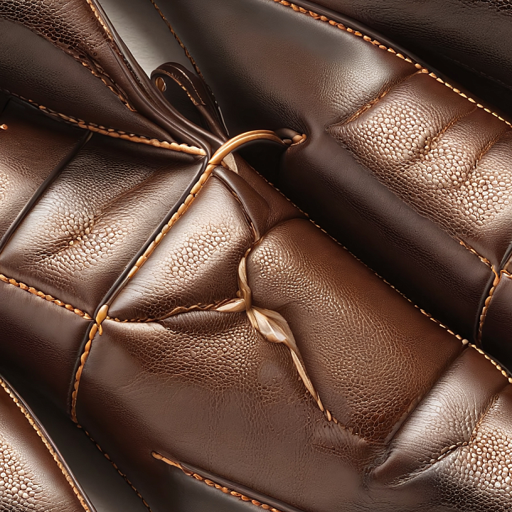 Quilted Brown Leather Upholstery with Detailed Grain & Stitching seamless PBR texture preview