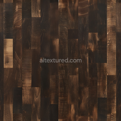 Seamless 3D Dark Weathered Wood Planks PBR Texture with Distinct Grain and Scratches