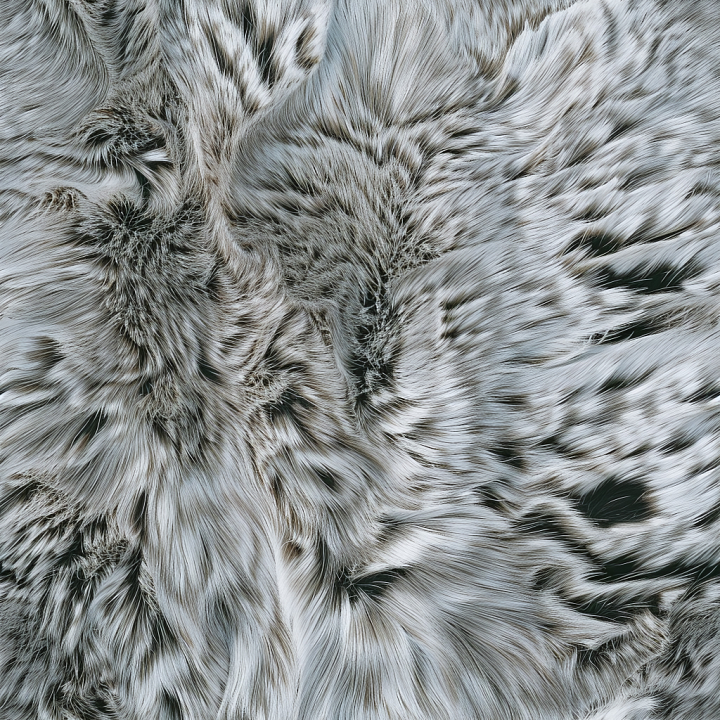 White and gray Fur Leather with Realistic Hair Detail seamless PBR texture preview