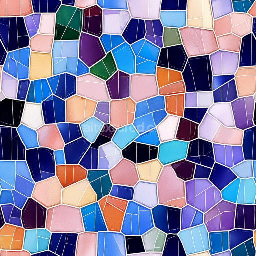 Seamless 3D Mosaic PBR Texture with Multicolor Ceramic Irregular Tiles texture preview