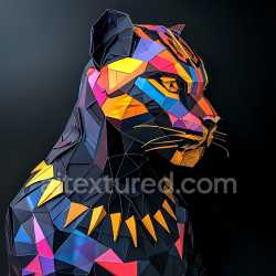 seamless Seamless 3D PBR Texture of Origami-Inspired Black Panther with Vivid Geometric Colors texture 8k free download PBR