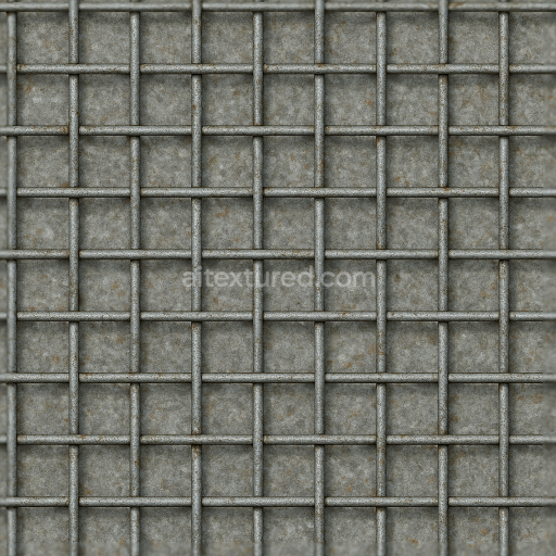 Seamless 3d texture pbr 8k wire mesh fence with galvanized metal and metal rust details