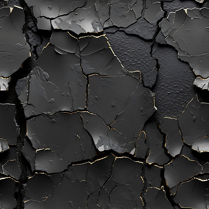 Cracked & Holes of Dark Peeling Paint with Deep Cracks and Split Surfac… seamless PBR texture preview