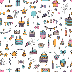 seamless Seamless 3D PBR Texture with Hand-Drawn Birthday Party Icons Pattern texture 8k free download PBR
