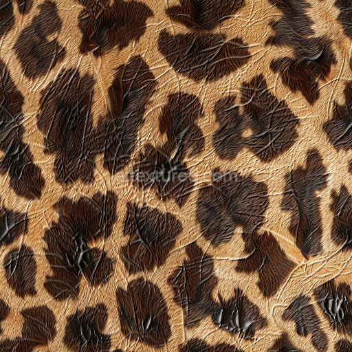 Seamless 3D Wrinkled Leopard Print Leather PBR Texture with Rich Brown and Black Spots