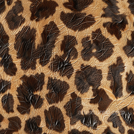Wrinkled Leopard Print Leather PBR Texture with Rich Brown and Black Spots seamless Leather PBR texture
