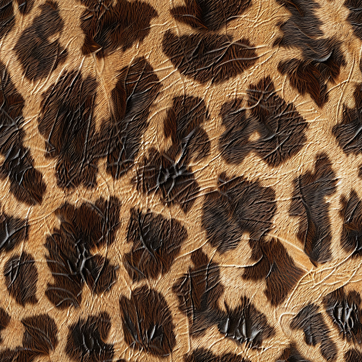Wrinkled Leopard Print Leather with Rich Brown and Black Spots seamless PBR texture preview