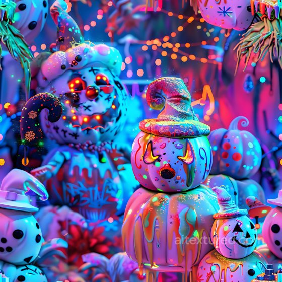 Featuring Vibrant Painted Pumpkin Graffiti with Neon Drips Graffiti texture preview