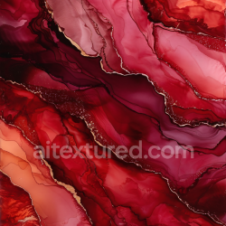 seamless Seamless 3D Alcohol Ink PBR Texture Featuring Deep Red and Burgundy Fluid Swirls with Metallic Accents texture 8k free download PBR