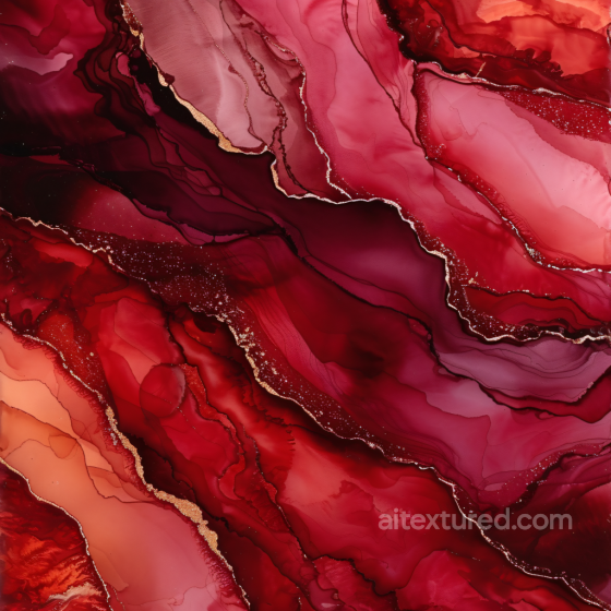 Alcohol Ink PBR Texture Featuring Deep Red and Burgundy Fluid Swirls with Metallic Accents Alcohol ink texture preview