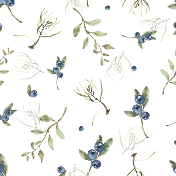 Watercolor Greenery Texture of Watercolor Blueberry Branches and Green Leaves watercolor greenery texture preview